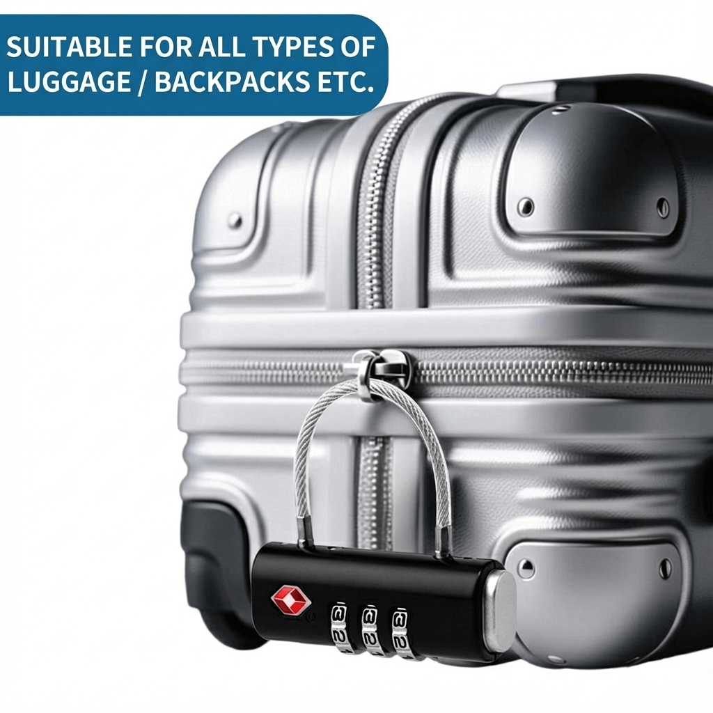 TSA Approved Luggage Lock 3 Digit Combination Travel Padlock Wire Cable Secondary image